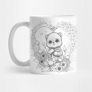 cute bear drawing in roses Mug
